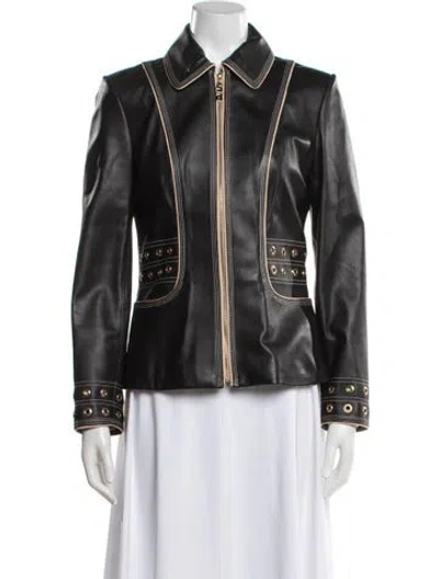 Pre-owned St John Lamb Leather Jacket In Black