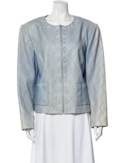 Pre-owned St John Lamb Leather Jacket In Blue