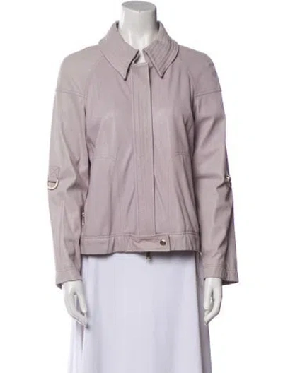 Pre-owned St John Lamb Leather Jacket In Purple