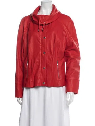 Pre-owned St John Lamb Leather Jacket W/ Tags In White