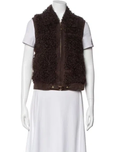 Pre-owned St John Lamb Leather Vest In Brown