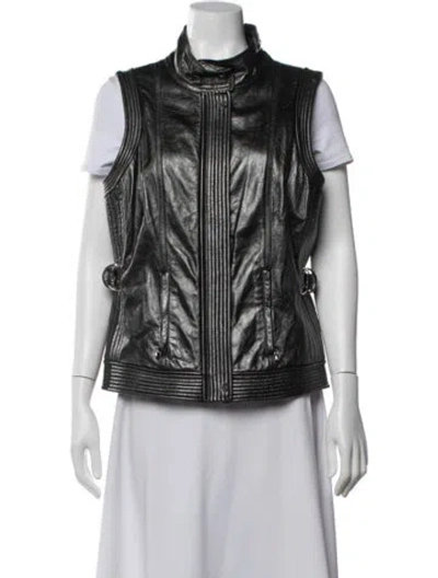 Pre-owned St John Lamb Leather Vest In Grey