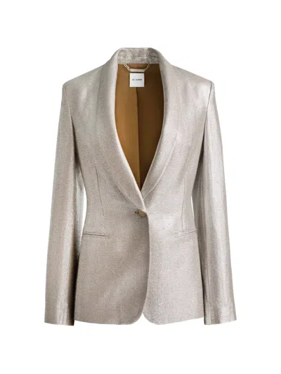 St John Lame Suiting Blazer In White