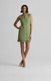 St John Larkin Dress In Lenox Tweed In Green