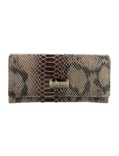 Pre-owned St John Leather Animal Print Wallet In Brown