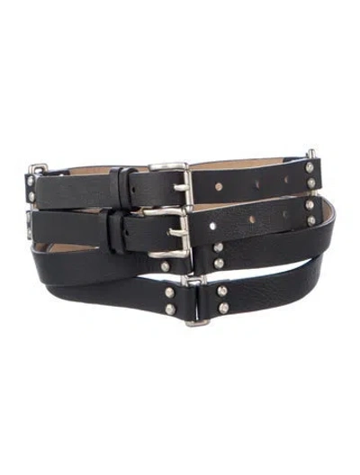 Pre-owned St John Leather Belt In Black