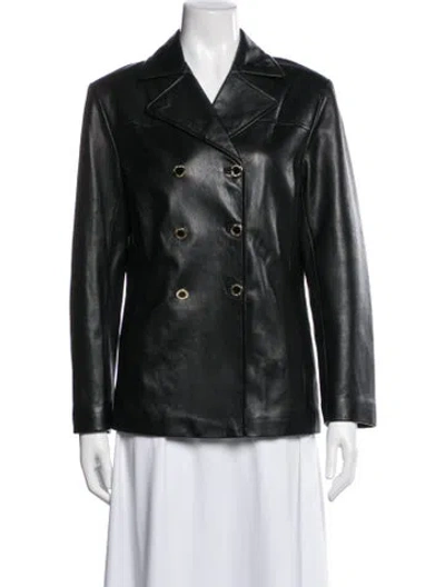Pre-owned St John Leather Biker Jacket In Black