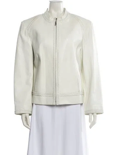 Pre-owned St John Leather Biker Jacket In Neutral