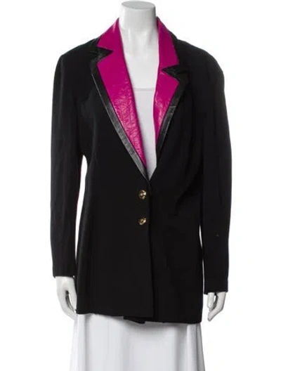 Pre-owned St John Leather Blazer In Black