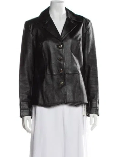 Pre-owned St John Leather Blazer In Multi