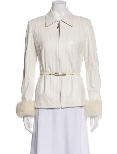 Pre-owned St John Leather Blazer In Neutral