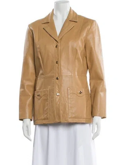 Pre-owned St John Leather Blazer In Neutral