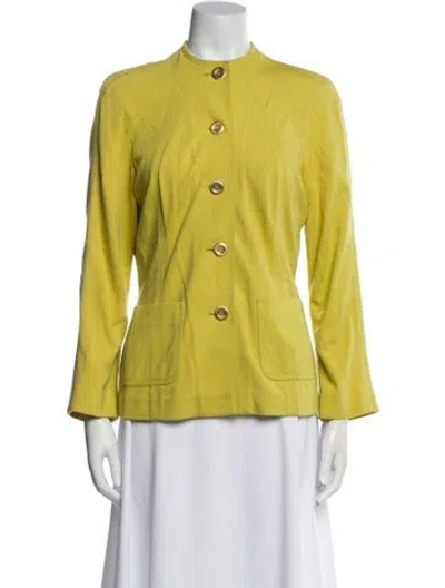 Pre-owned St John Leather Blazer In Yellow