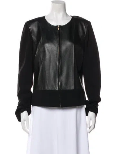 Pre-owned St John Leather Bomber Jacket In Black