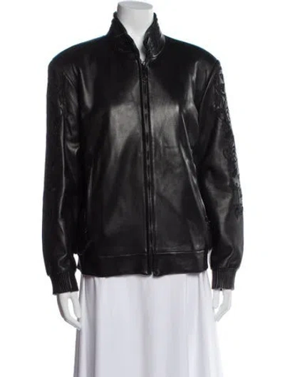 Pre-owned St John Leather Bomber Jacket In Black