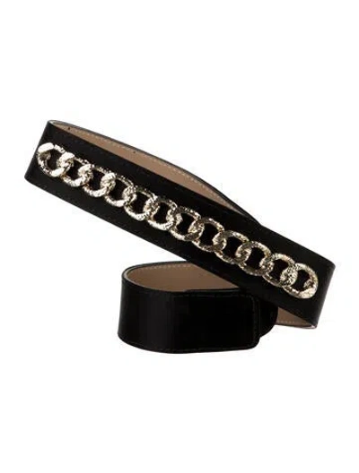 Pre-owned St John Leather Chain-link Belt In Black
