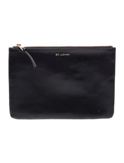 Pre-owned St John Leather Clutch In Black