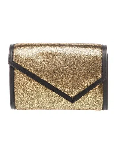 Pre-owned St John Leather Clutch In Gold/metallic
