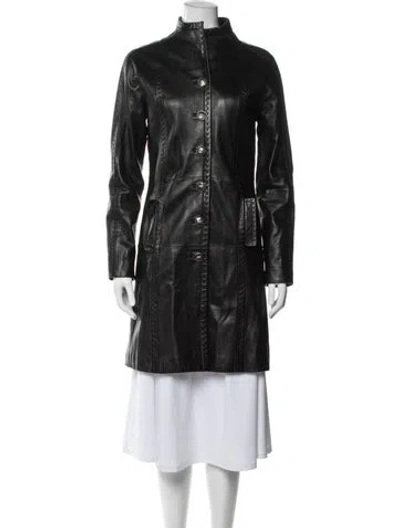 Pre-owned St John Leather Coat In Black