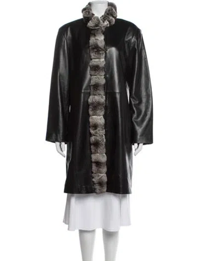 Pre-owned St John Leather Coat In Black