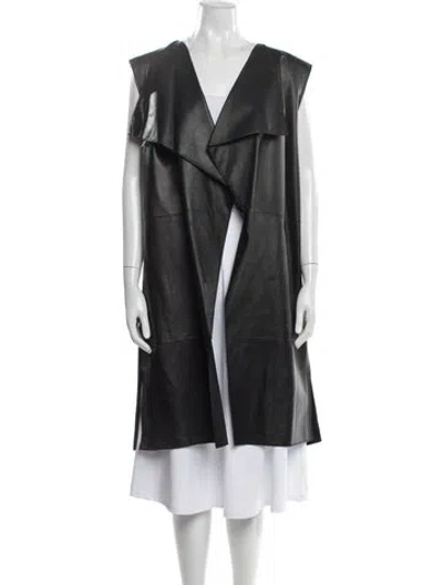Pre-owned St John Leather Coat In Black