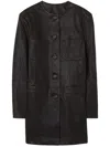 St John Vintage Edge Leather Coat In Brown