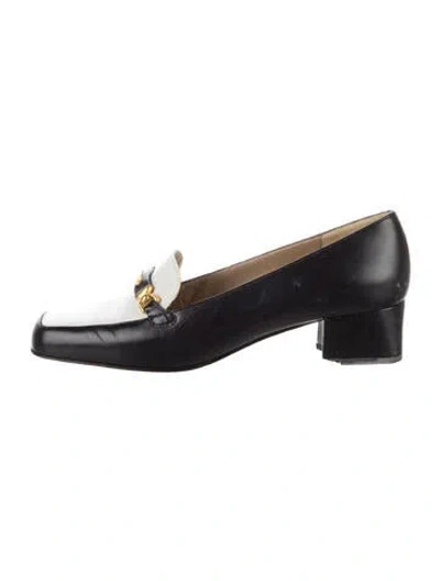 Pre-owned St John Leather Colorblock Pattern Pumps In Blue