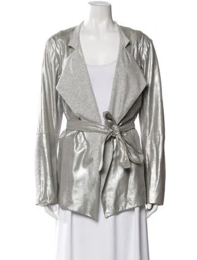 Pre-owned St John Leather Colorblock Pattern Sweater