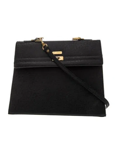 Pre-owned St John Leather Crossbody Bag In Black