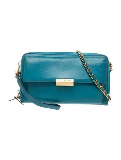 Pre-owned St John Leather Crossbody Bag In Blue