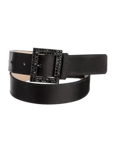 Pre-owned St John Leather Crystal Embellishments Belt In Black