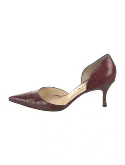 Pre-owned St John Leather D'orsay Pumps In Burgundy