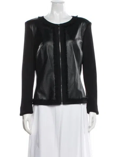 Pre-owned St John Leather Evening Jacket In Black