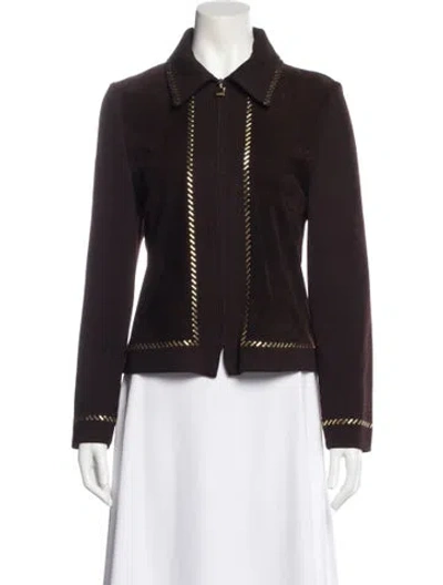 Pre-owned St John Leather Evening Jacket In Brown