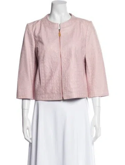 Pre-owned St John Leather Evening Jacket In Pink