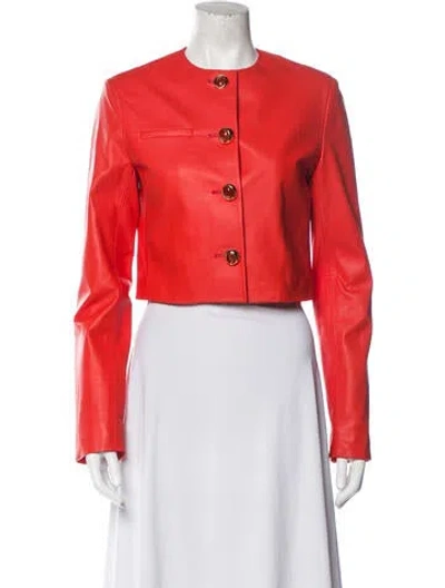 Pre-owned St John Leather Evening Jacket In Red