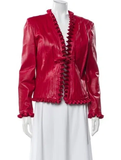 Pre-owned St John Leather Evening Jacket In Red