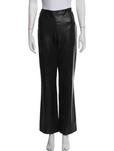 Pre-owned St John Leather Flared Pants In Black
