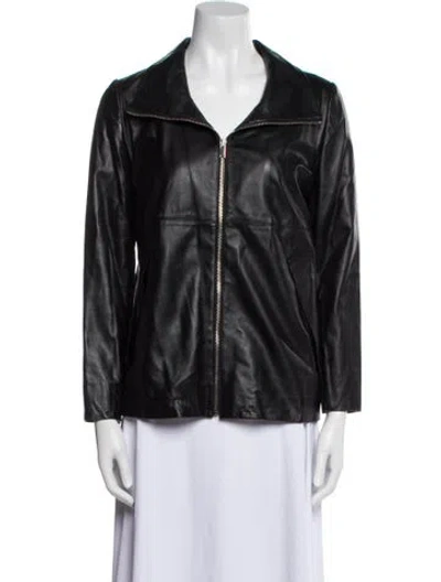 Pre-owned St John Leather Jacket In Black