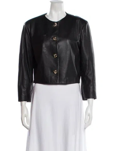 Pre-owned St John Leather Jacket In Black