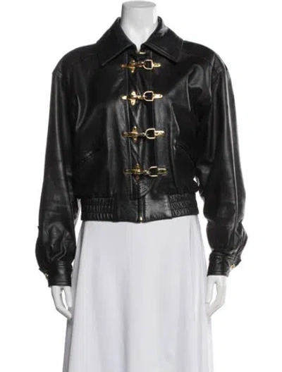 Pre-owned St John Leather Jacket In Black