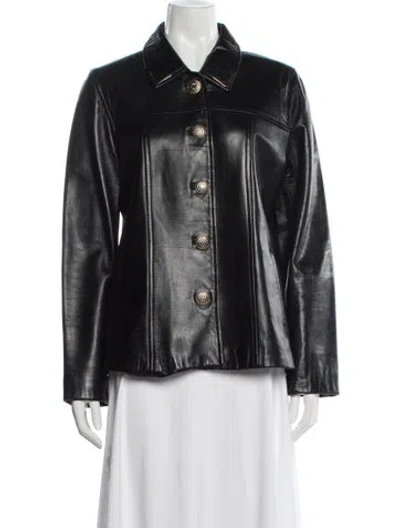 Pre-owned St John Leather Jacket In Black