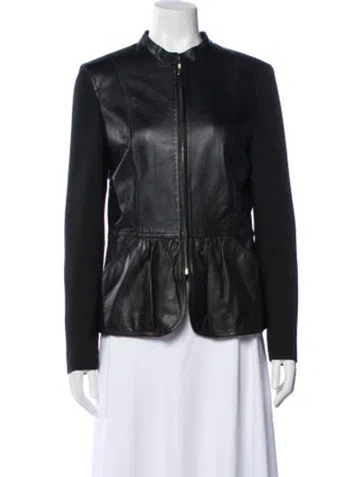 Pre-owned St John Leather Jacket In Blue