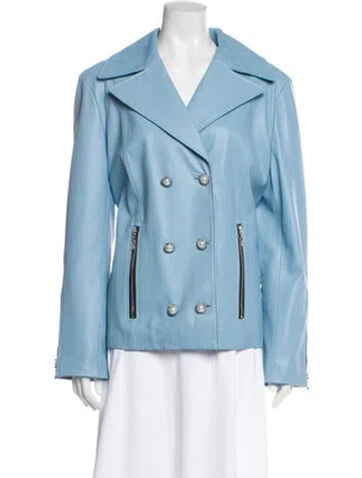 Pre-owned St John Leather Jacket In Blue