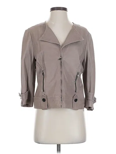 Pre-owned St John Leather Jacket In Brown