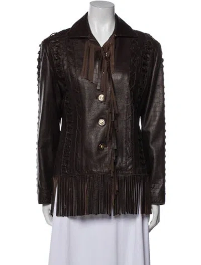 Pre-owned St John Leather Jacket In Brown