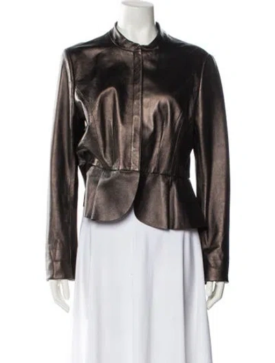 Pre-owned St John Leather Jacket In Brown