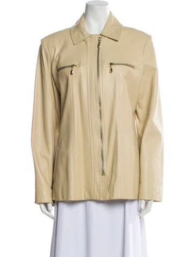 Pre-owned St John Leather Jacket In Gold