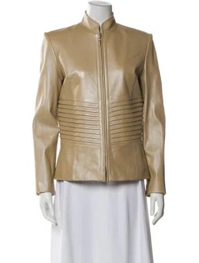 Pre-owned St John Leather Jacket In Gold