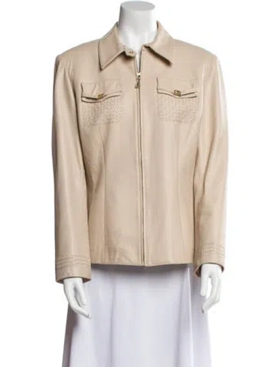 Pre-owned St John Leather Jacket In Neutral